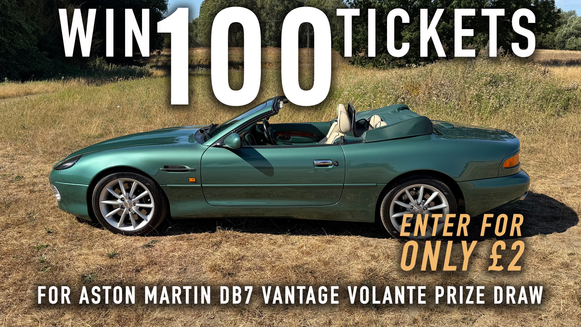 Win 100 tickets for 2001 Aston Martin DB7 Vantage Volante V12