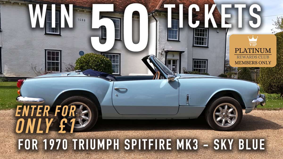 WIN 50 Tickets for 1970 Triumph Spitfire Mk3 - Sky Blue  - Platinum Rewards Club